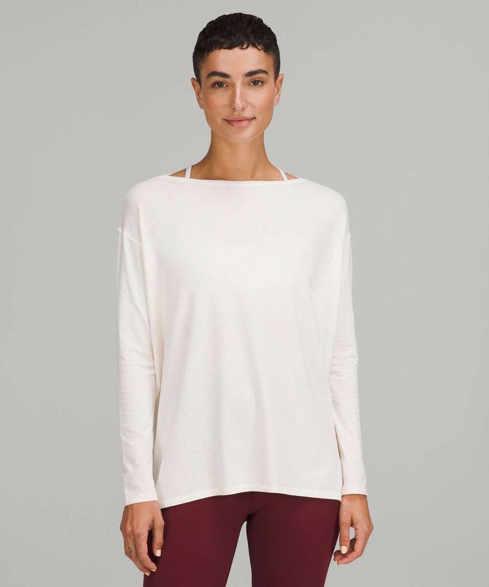 Lululemon Back In Action Long Sleeve Oversized Top Speckled Pink Color Size 8